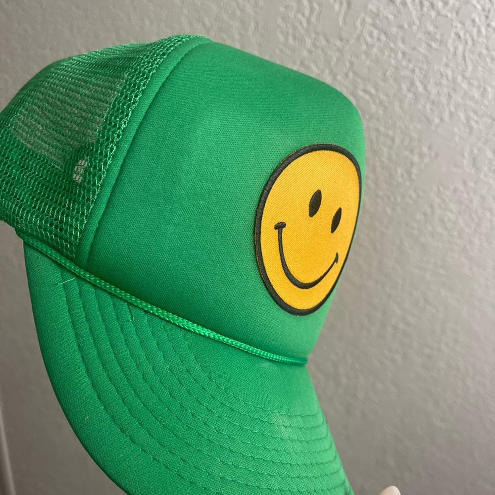 Green Smiley Face Trucker Hat